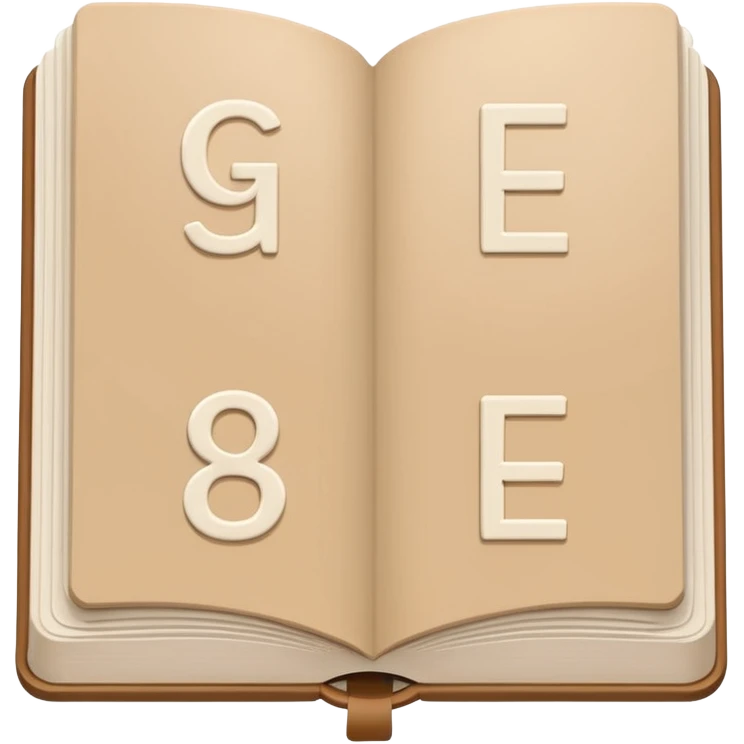 minimal flat emoji of a German language textbook titled “Grammar A1–B1”, clean modern cover, simple beige and white tones, crisp vector lines, elegant academic look, transparent background emoji