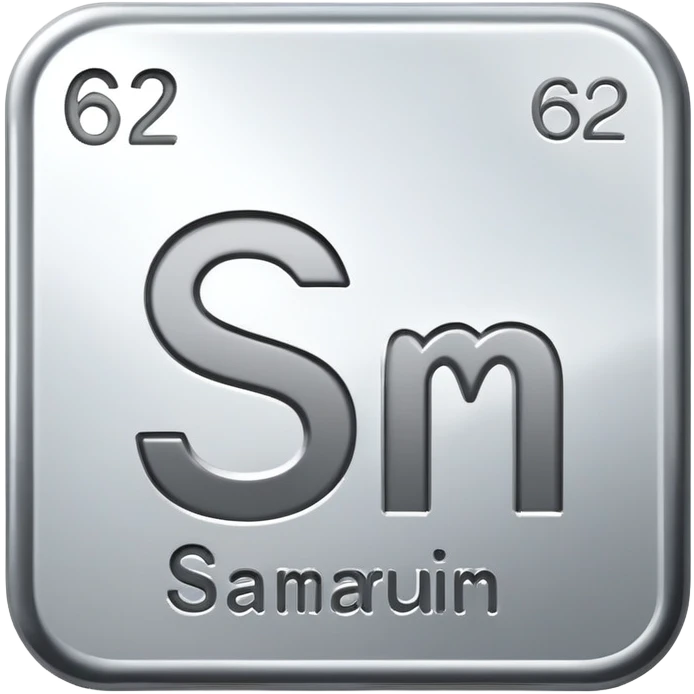 samarium element, rare earth metal, silvery white metal, chemical element Sm, atomic number 62 emoji