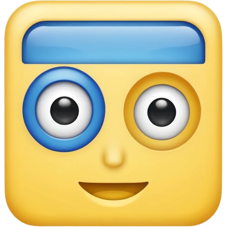 square with yellow body and square blue face square eyes and square mouth emoji