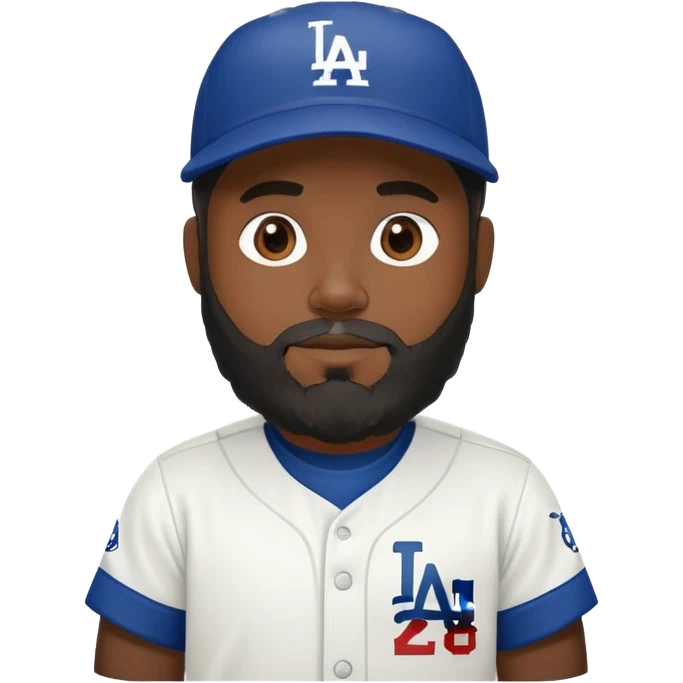 black person with beard in Dodgers baseball uniform emoji