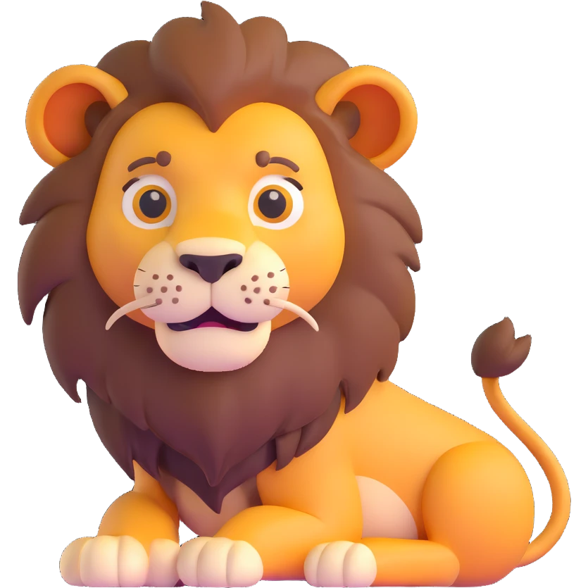 naughty lion looking sideways with mischievous expression emoji
