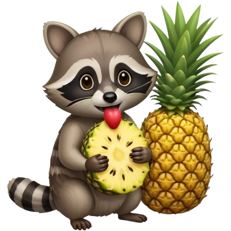 Raccoon eating pineapple emoji