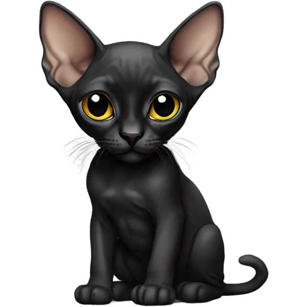 black kitten sphynx wearing black t-shirt  emoji