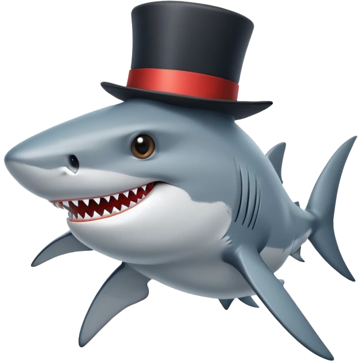 Shark with a top hat emoji