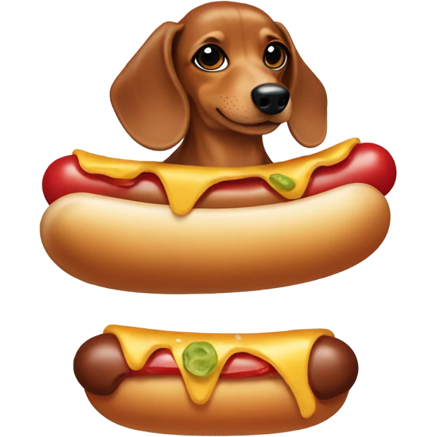 Dachshund wearing hotdog costume  emoji