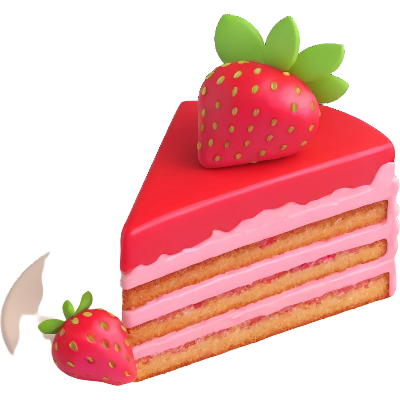 A slice of strawberry cake, burgundy color emoji