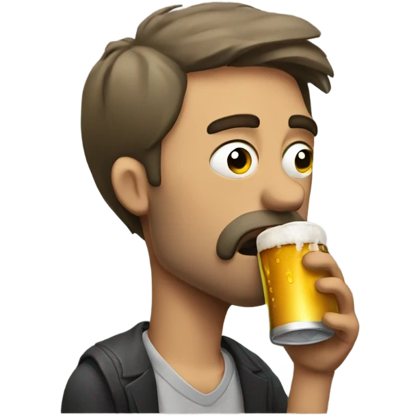 Sad man drinking beer while smoking emoji