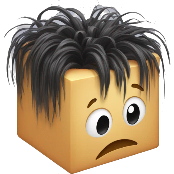 cube with strands of hair on top emoji