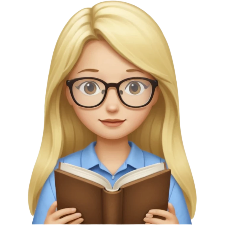long hair blonde girl with glasses reading emoji