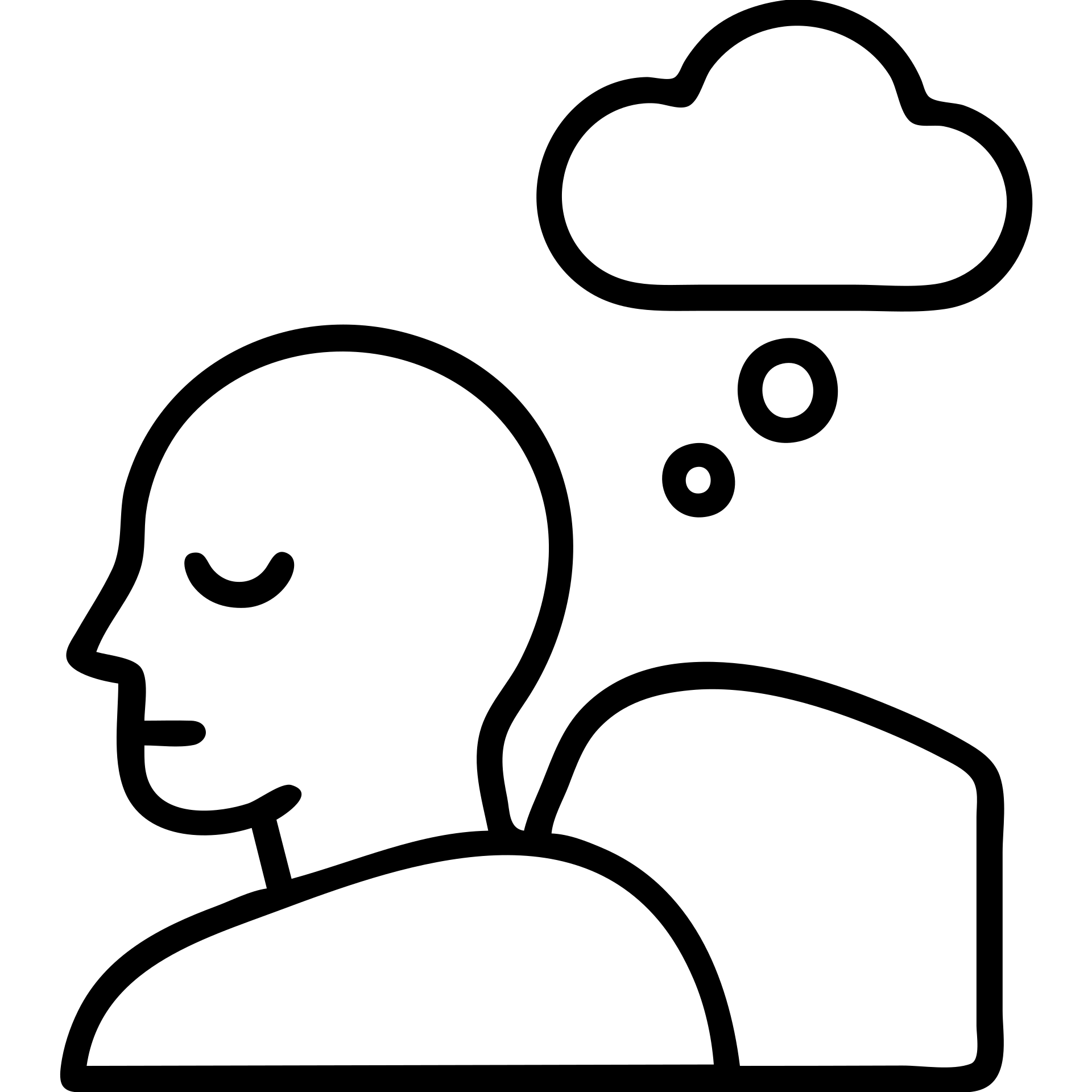 side view of a person in REM sleep, icon style, minimal details, closed eyes, small dream cloud emoji