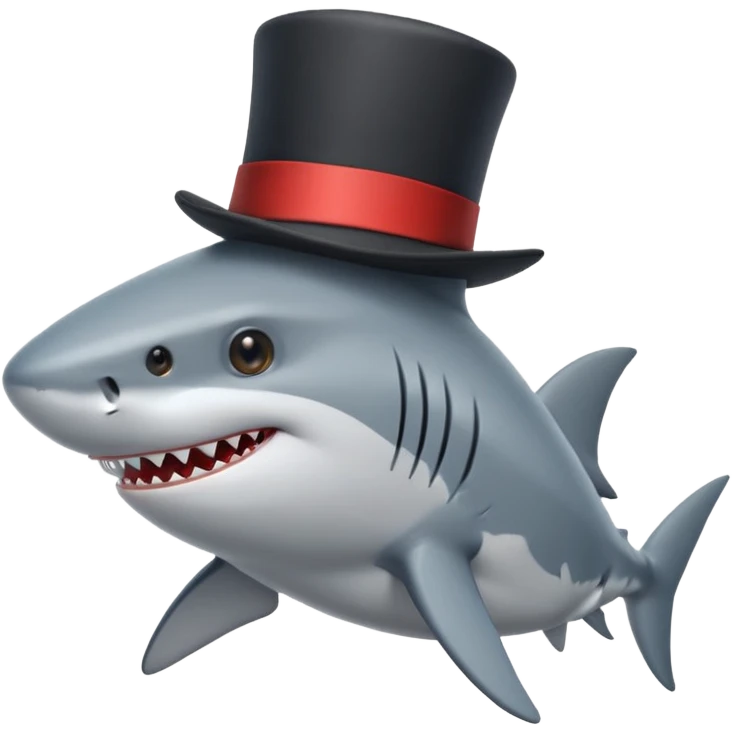 Shark with a top hat emoji