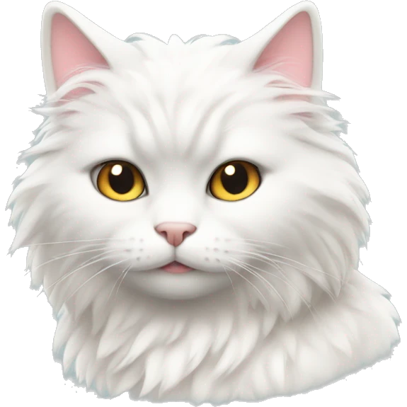 Fluffy white cat with zigzag blush  emoji