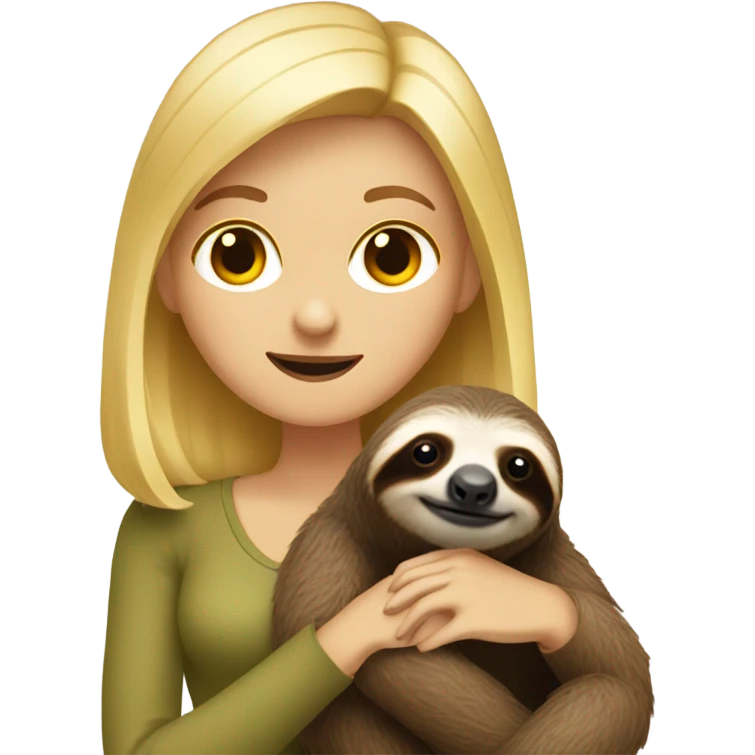 Blonde lady hiding a sloth emoji