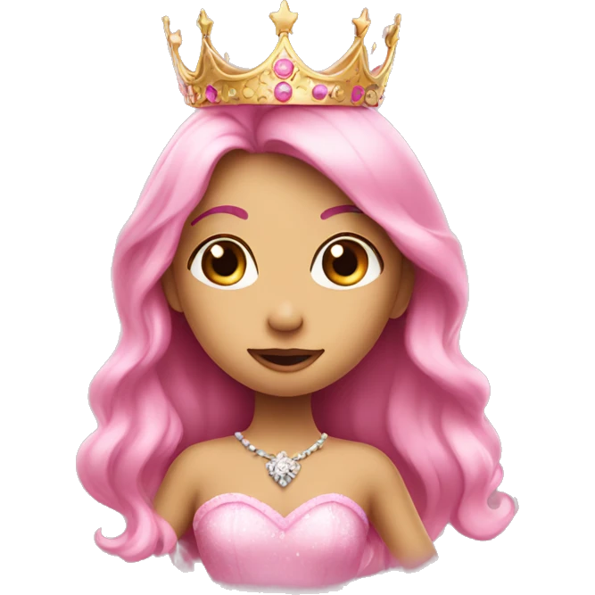 pink princess with crown and princess dress sending a kiss emoji