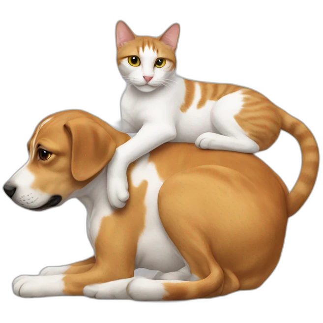 Cat on dog emoji