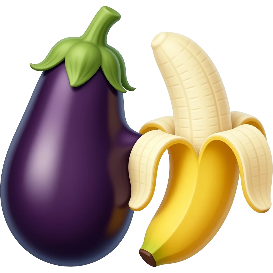 Eggplant and banana kissing emoji