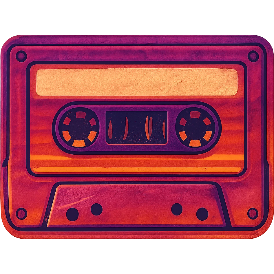 A cassette tape with visible tape reels emoji