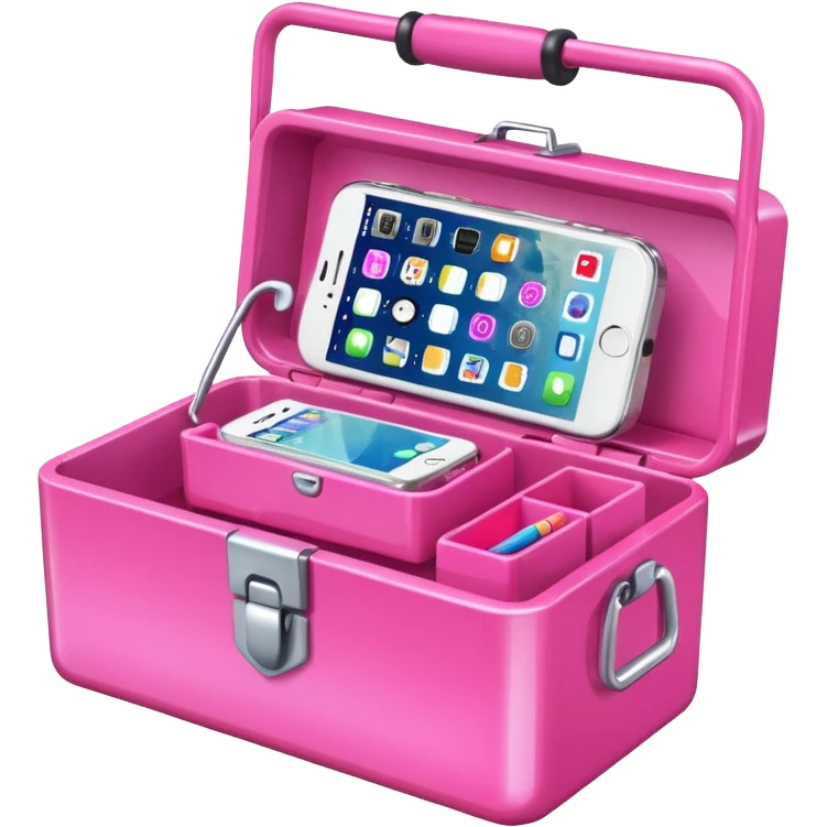 girly cellphone with a pink mini toolbox emoji