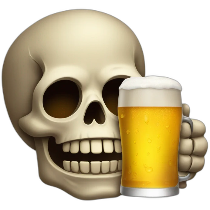 calavera bebiendo una cerveza emoji