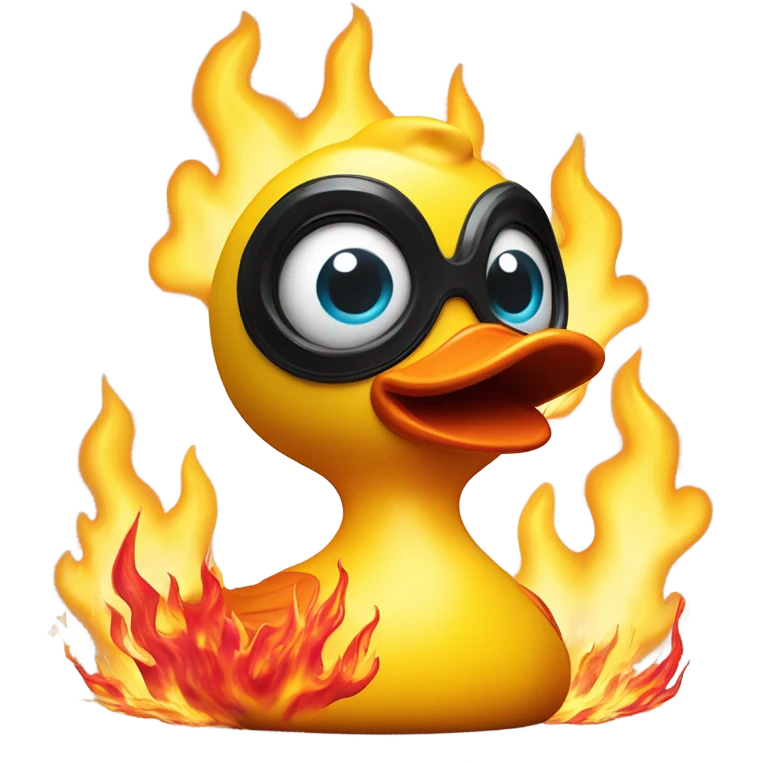 Flame rubber duck emoji