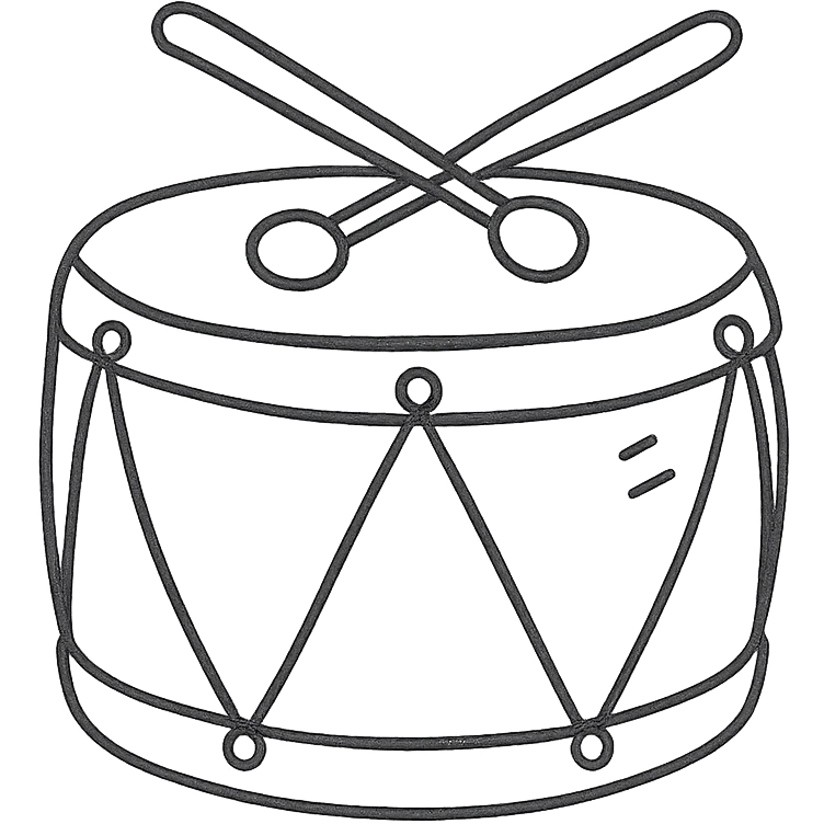 hand-drawn outlined sino Chinese drum icon emoji
