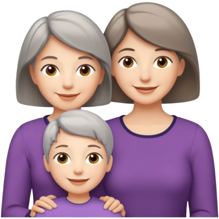 A mum with short Gray hair and her two adult daughters with Light brown hair emoji