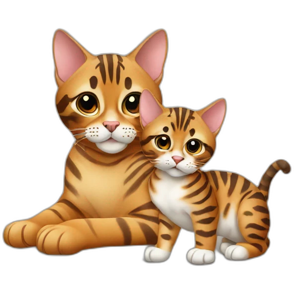 Bengal cat and baby emoji