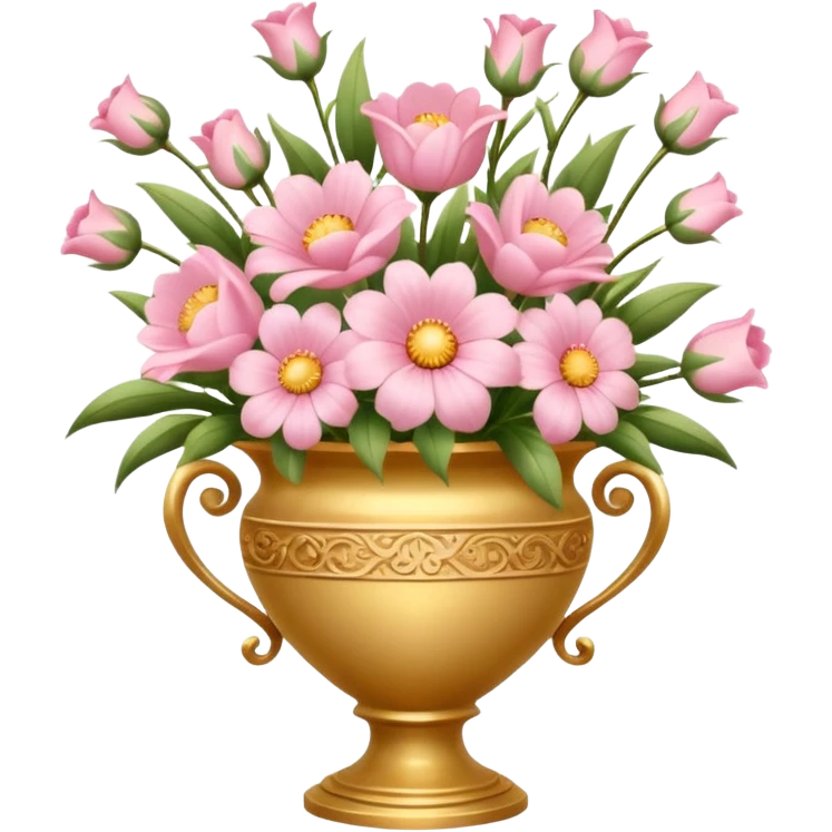 Pastel Pink Flowers Bouquet Golden Huge In a Vase emoji