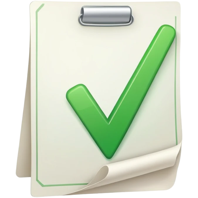 checkmark on completed document, job finished emoji
