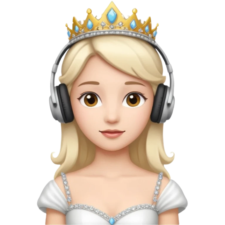 princess with headphones tiara and white dress emoji