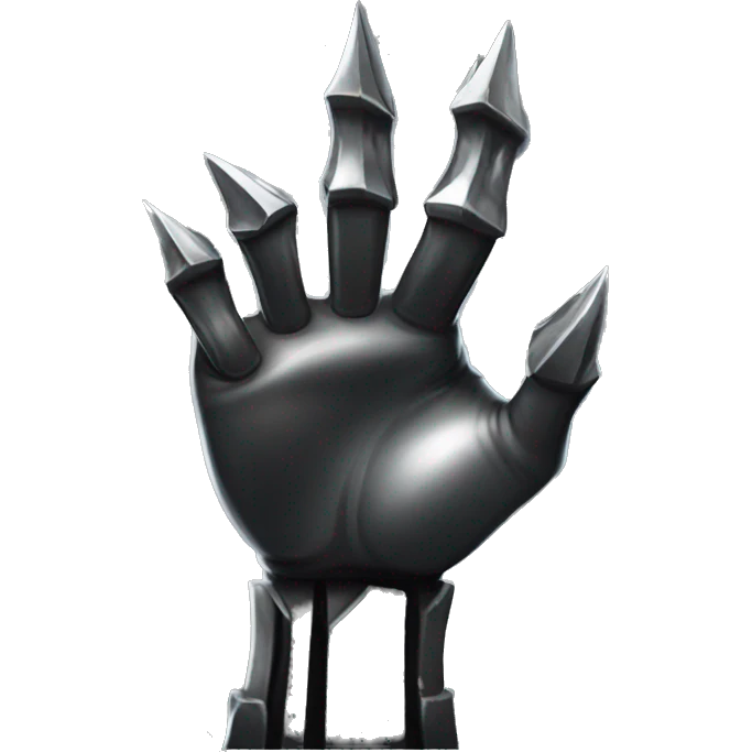 "Three sharp, metallic claws extending from a fist, shining with a steel gleam against a dark background." emoji