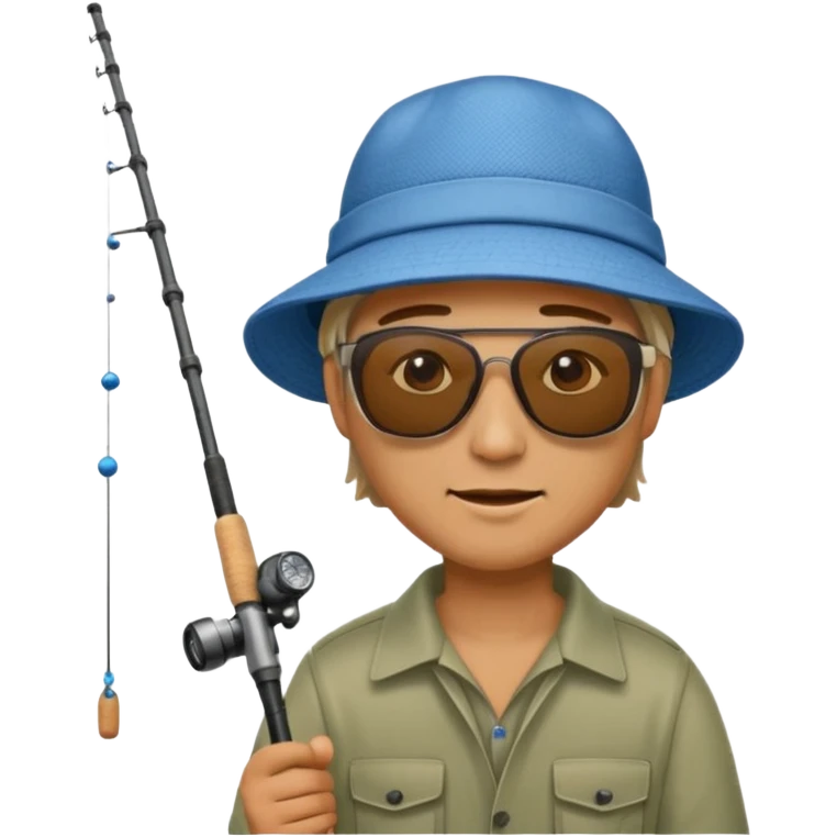 
man sitting fishing near the lake emoji