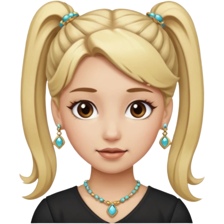 fancy blonde hair girl with ponytails brown makeup and jewellery emoji