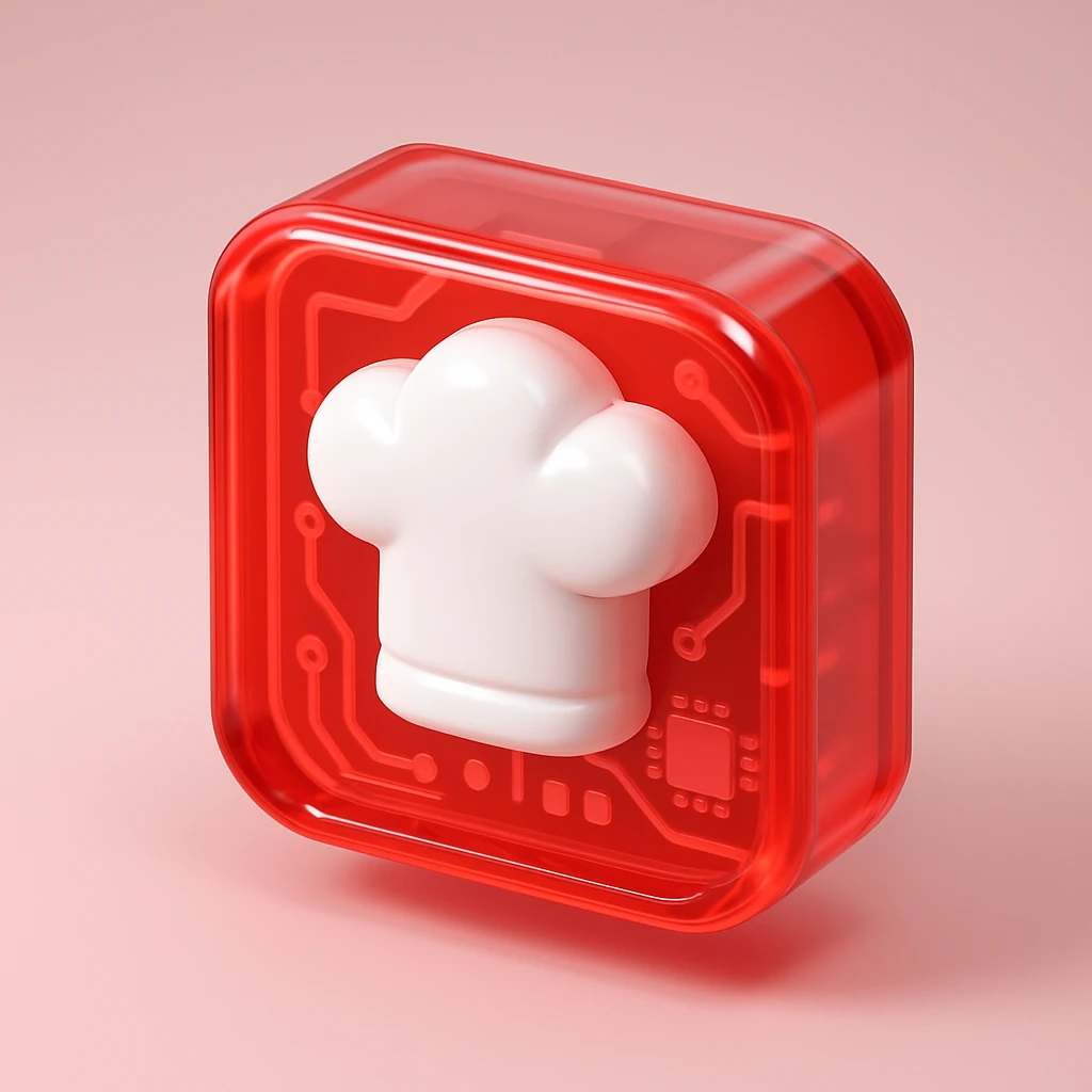 Chef hat white in the conter, red background  emoji