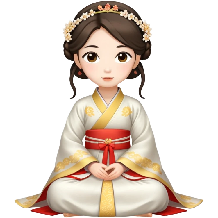 Beautiful girl wearing Hanfu wedding dress sitting emoji