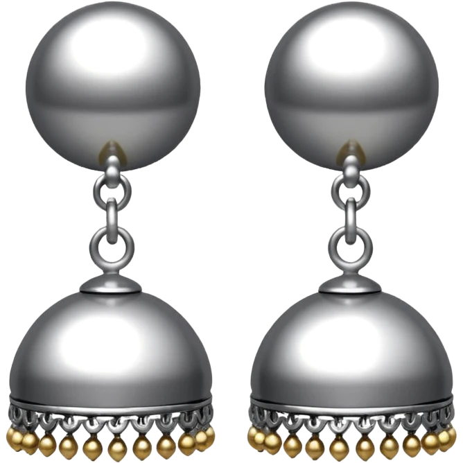 generate an ios genmoji of plain silver jhumkas emoji