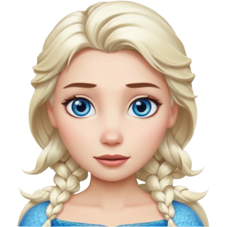Кинематографический реалистичный портрет Эльзы с реалистичной текстурой кожи, мягким естественным освещением и изящно детализированными платиново-русыми волосами Её  выразительные голубые глаза излучают уверенность, спокойное выражение. Морозная свежесть  emoji