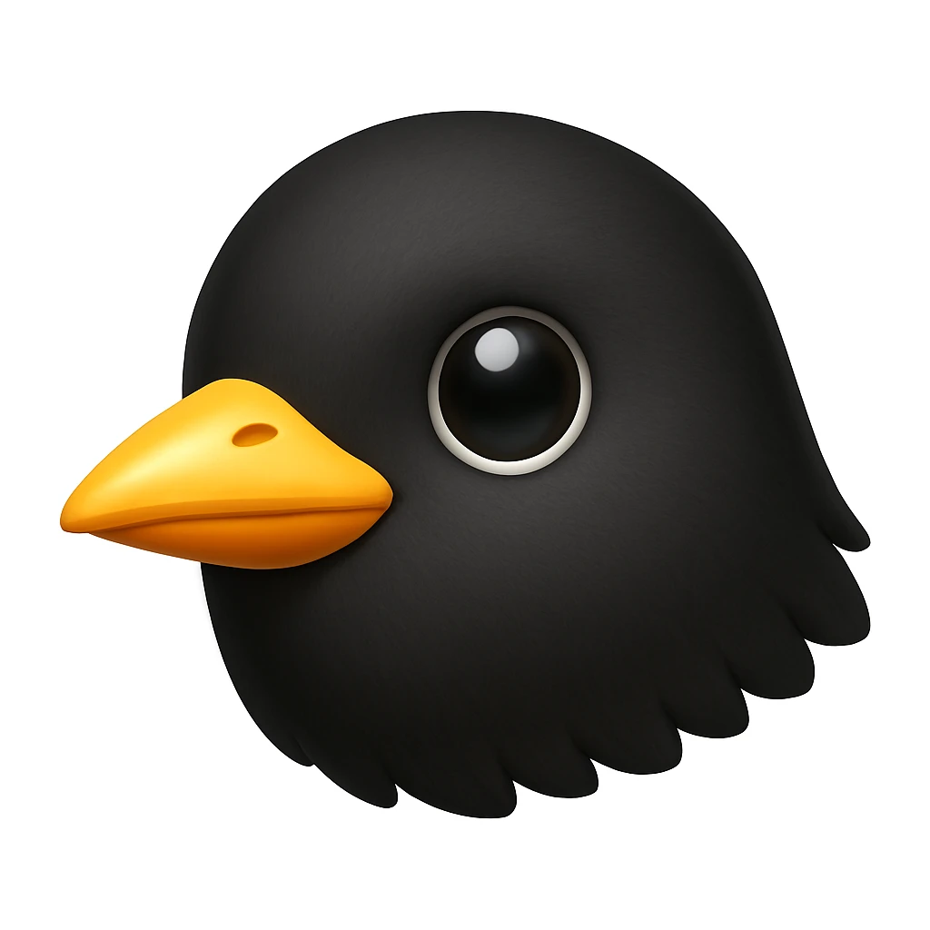 Create a bird emoji exactly like the reference image but without the helmet, in iOS emoji style. Keep the same shape, color, and expression, with a smooth and shiny appearance. emoji