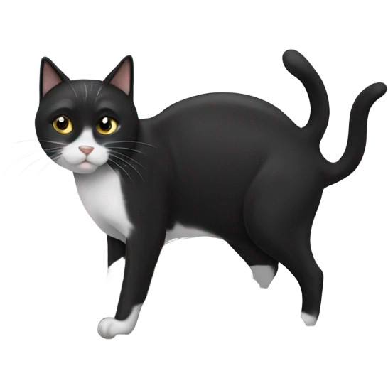 Black and white cat sniffing a pile of poo emoji
