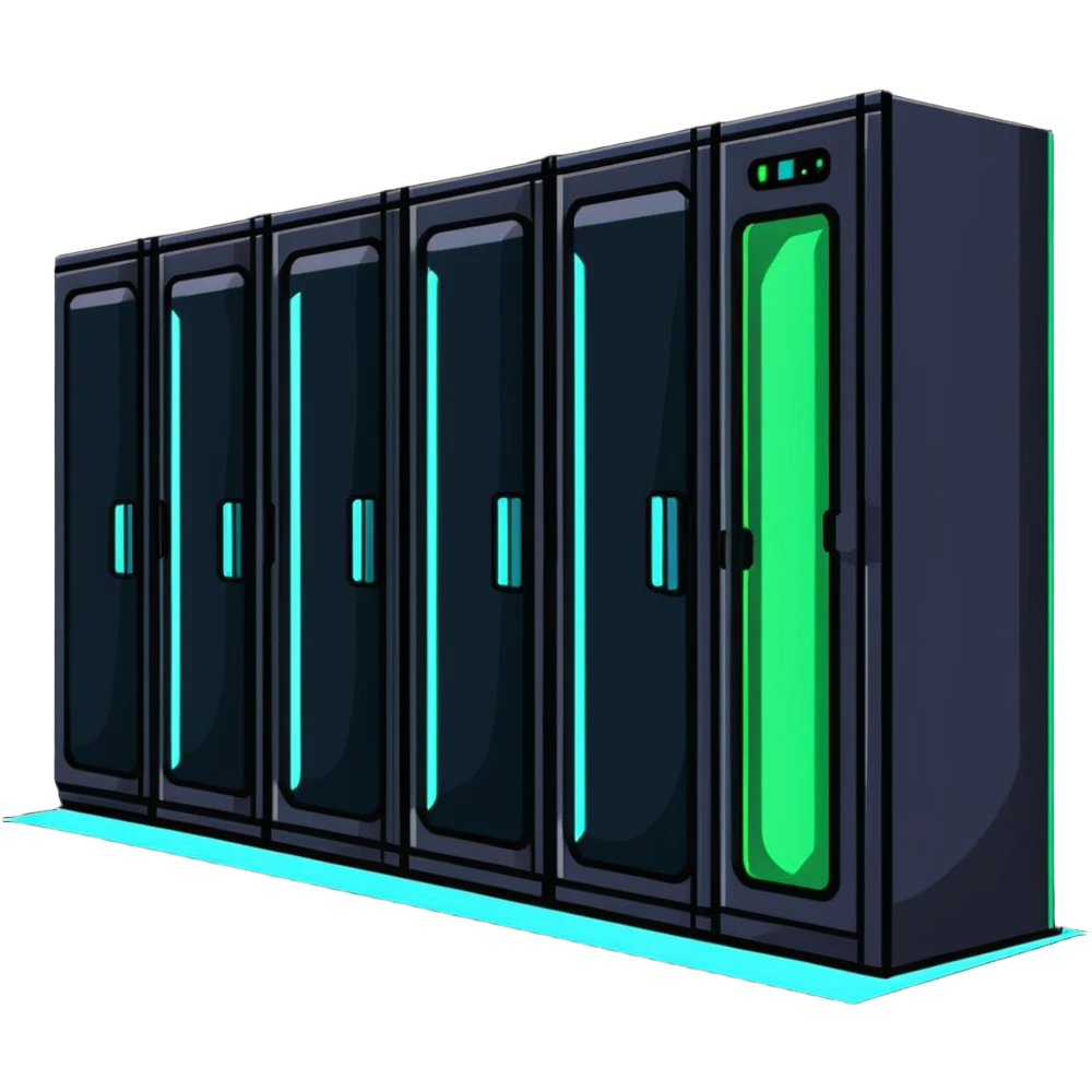 Underground data center with glowing floor panels emoji
