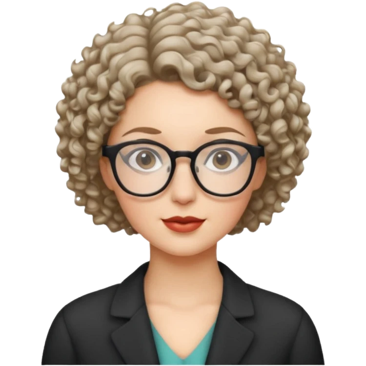 White woman short curly hair and glasses emoji