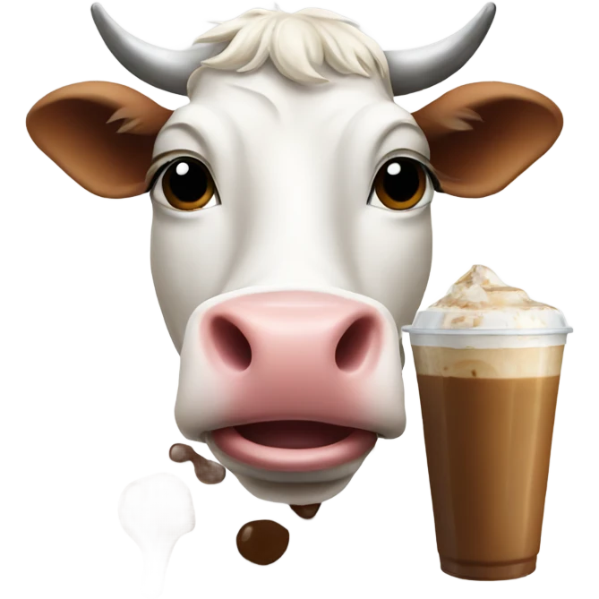 Cow drinking ice coffee emoji
