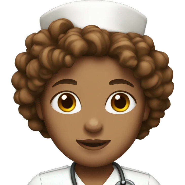 White nurse with brown curly hair emoji
