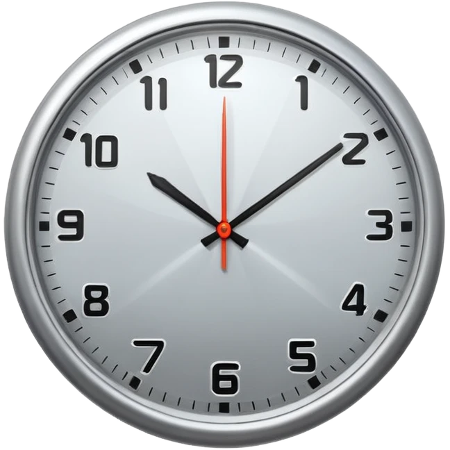 Create a round silver clock now. emoji