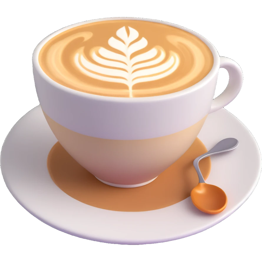 expensive artisanal latte in a cafe from upward view perspective, latte art, fancy coffee drink emoji