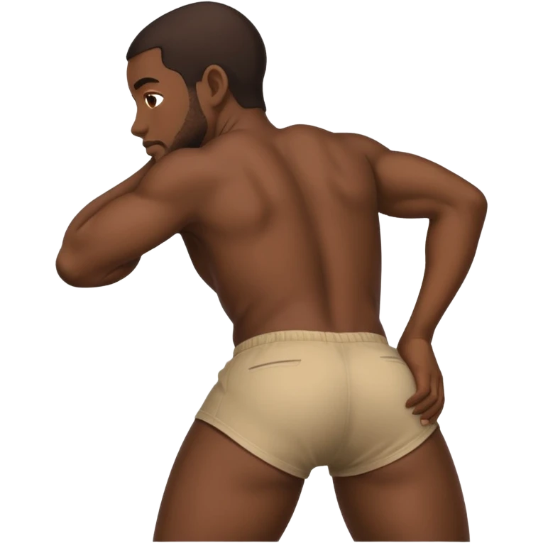 African american male butt bent over while looking back at butt emoji