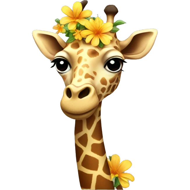 giraffe with flowers on its body emoji