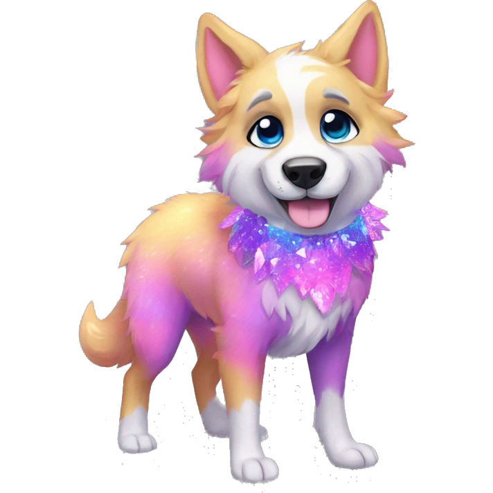 Colorful Sparkle-dog-fursona full body emoji