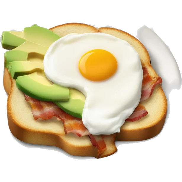 Breakfast plate with avocado & cream cheese toast spreaded like chessboard with poached egg and bacon emoji