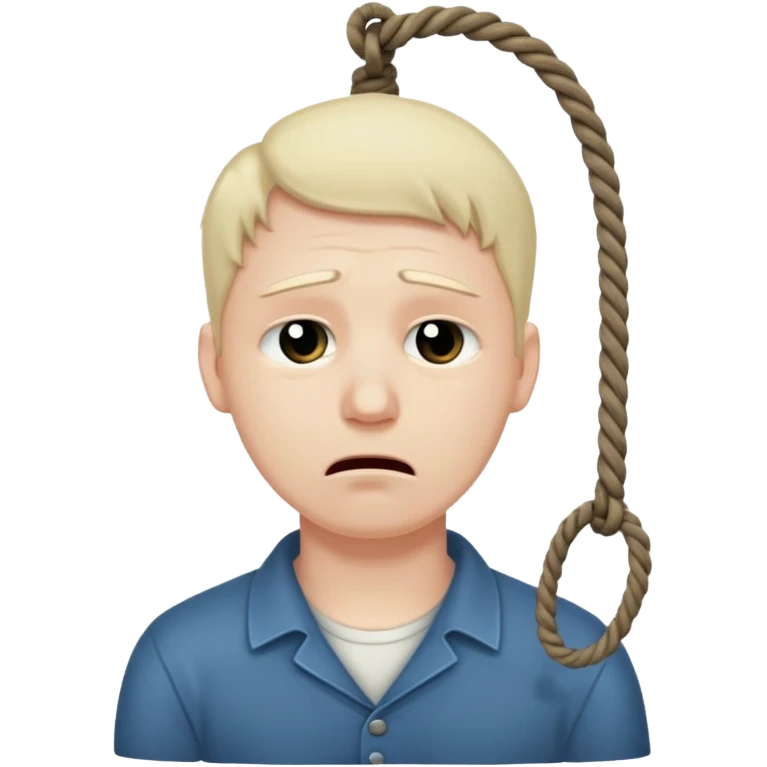 A man's neck hanging in a rope and suicide  emoji